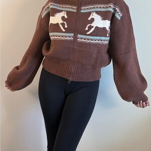 Lulus Brown Horse Pattern Women's Sweater